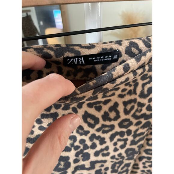 Zara Faux Suede Cheetah Mini Skort XS Leopard Animal Print Short Night Out Party - Picture 8 of 11